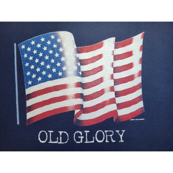 Vintage Old‎ Glory American Flag Ripple Andys Tees Design Navy Blue Mens L USA - Picture 2 of 7